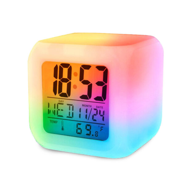 Alarm Clock Clock Thermometer Lcd Chameleon Shining