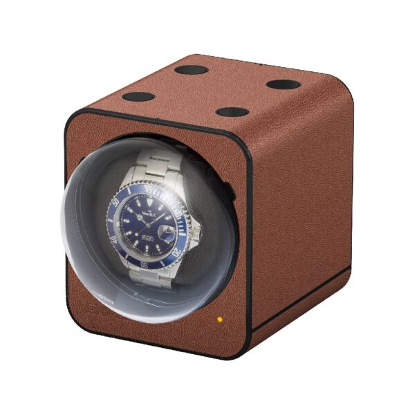 Boxy Fancy Brick brown watch winder box for one watch with adapter