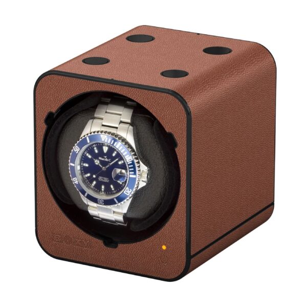 Boxy Fancy Brick brown watch winder box for one watch with adapter - Image 2