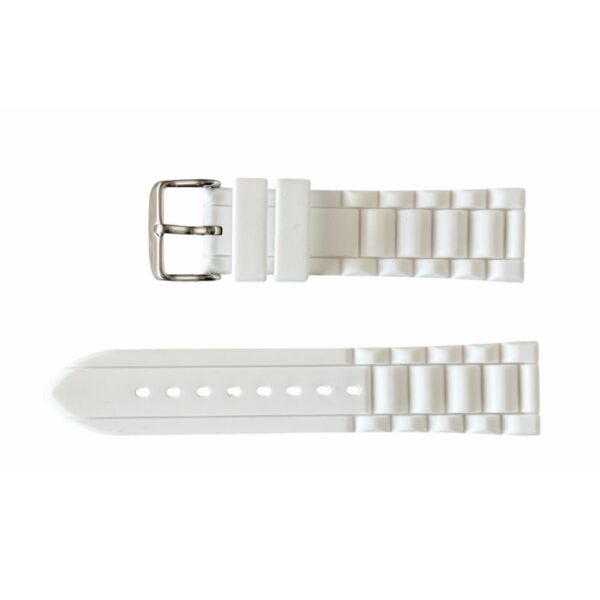 Buzzufy silicone strap watch, white, 20mm with stainless steel buckle