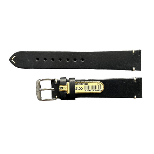 Casablanca genuine black leather watch strap with stitch 18 mm