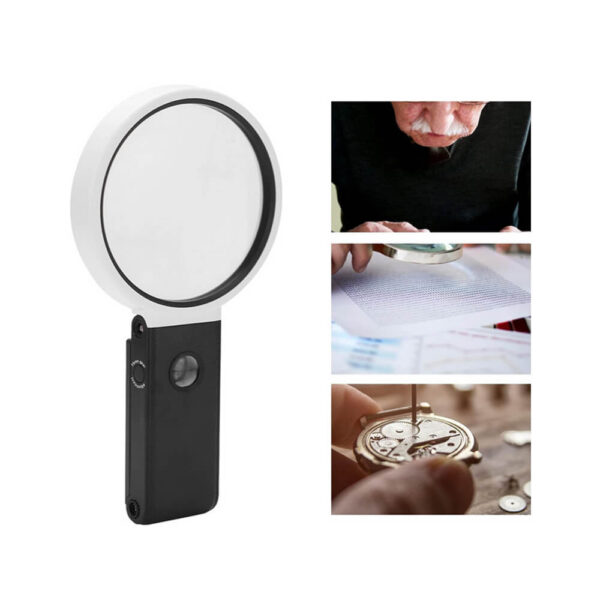 Folding jewellers magnifying glass for pocket watches 10x and 25x with LED and UV - Image 2