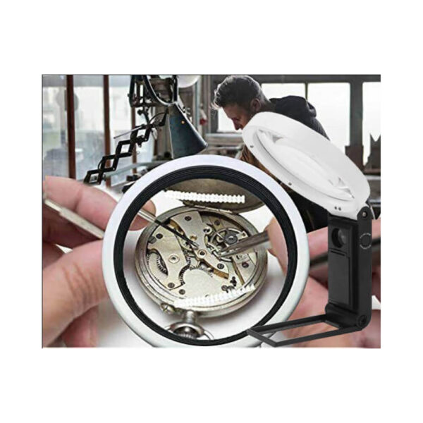 Folding jewellers magnifying glass for pocket watches 10x and 25x with LED and UV - Image 3