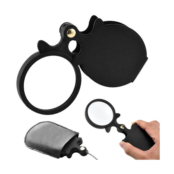 Folding magnifying glass pocket mini case for wall clocks, 3X