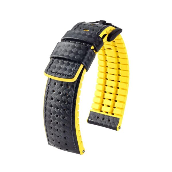 Hirsch Ayrton L black and yellow calf leather watch strap 20 mm 0917292050-5-20