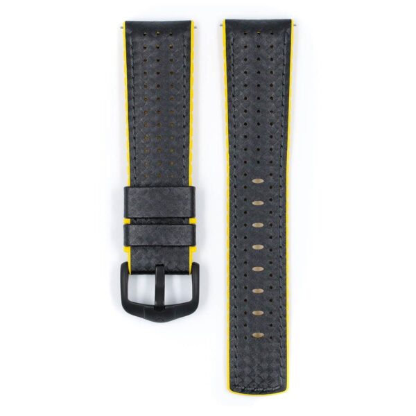 Hirsch Ayrton L black and yellow calf leather watch strap 20 mm 0917292050-5-20 - Image 2