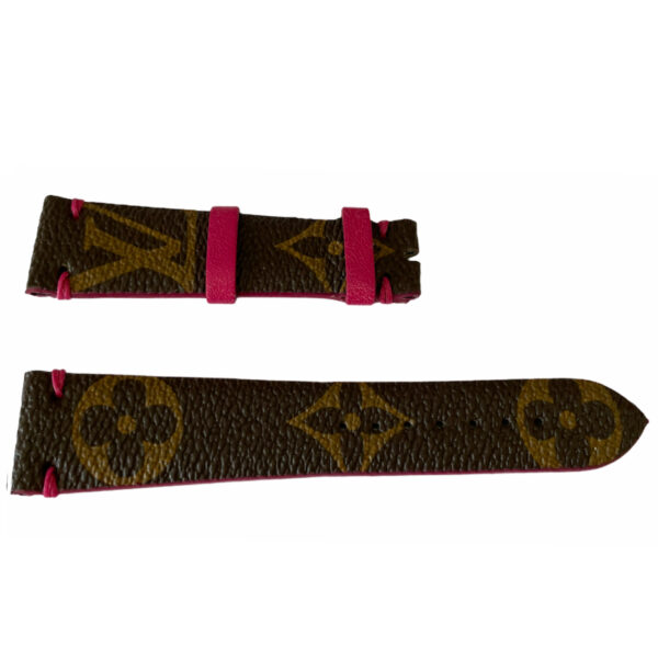 Louis Vuitton monogram leather strap for watches brown & pink 20mm