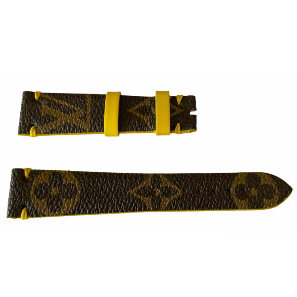 Louis Vuitton monogram leather strap for watches brown & yellow 18 mm