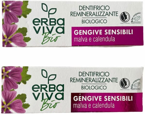 Pack of 2 Erba Viva Bio Organic Toothpaste with Malva and Calendula 2 x 75 ml