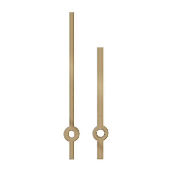 Pair of clock hands, baton-style, length 100 mm, aluminum, gold tone