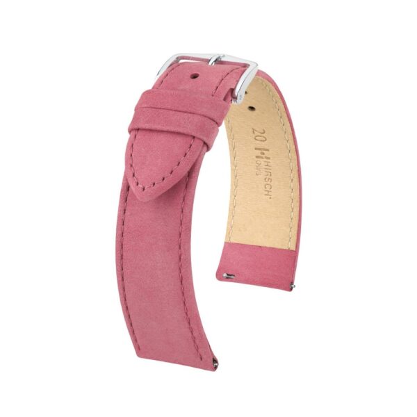 Hirsch Osiris Nubuk dark pink calf leather lady watch strap, 22 mm, 03433060-2-22