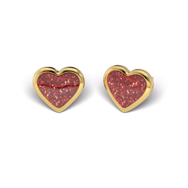 Studex Gold-Plated Heart - Glitter red earrings, 5mm, 7523-3567