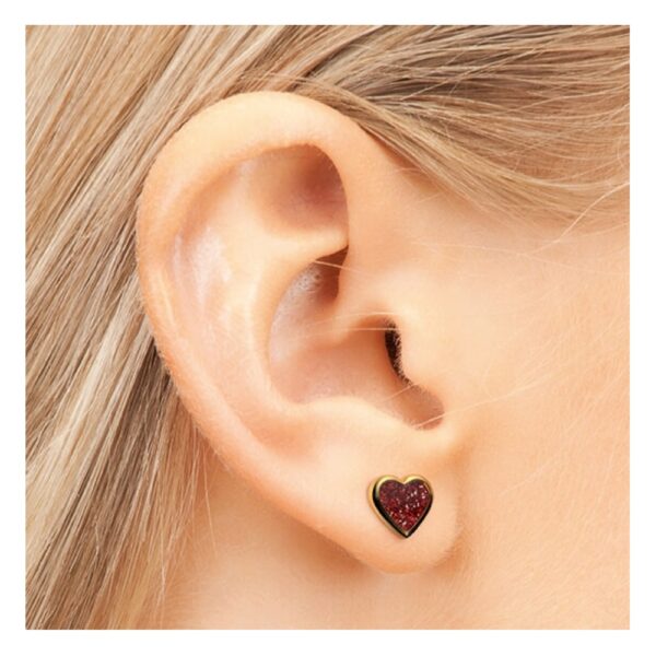 Studex Gold-Plated Heart - Glitter red earrings, 5mm, 7523-3567 - Image 3