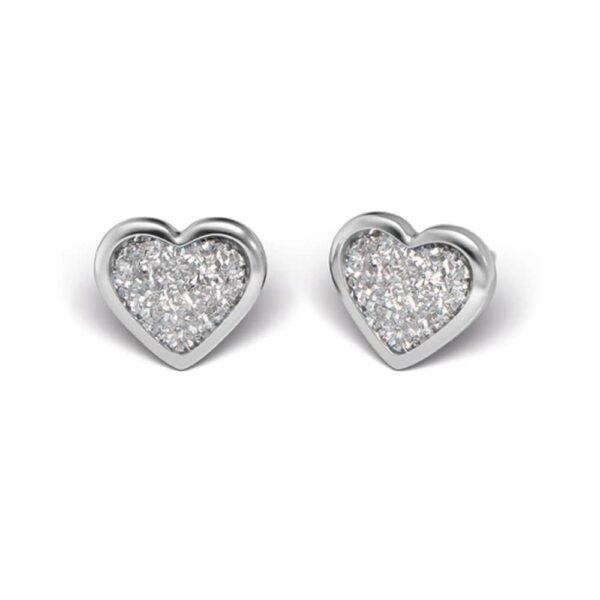 Studex Silver Heart Glitter white earrings, 5mm, 7524-3564