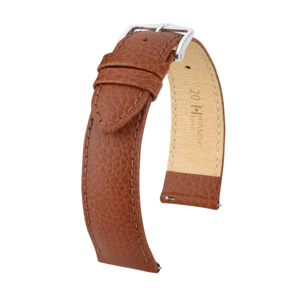 Hirsch Kansas L Golden brown leather watch strap 16 mm 01502070-2-16