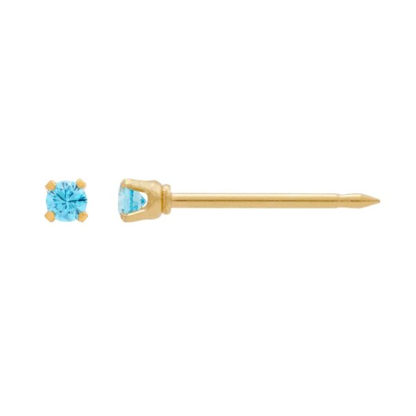 Inverness medical gold plated 2mm, Blue Topaz piercing earrings 1063C - Image 4