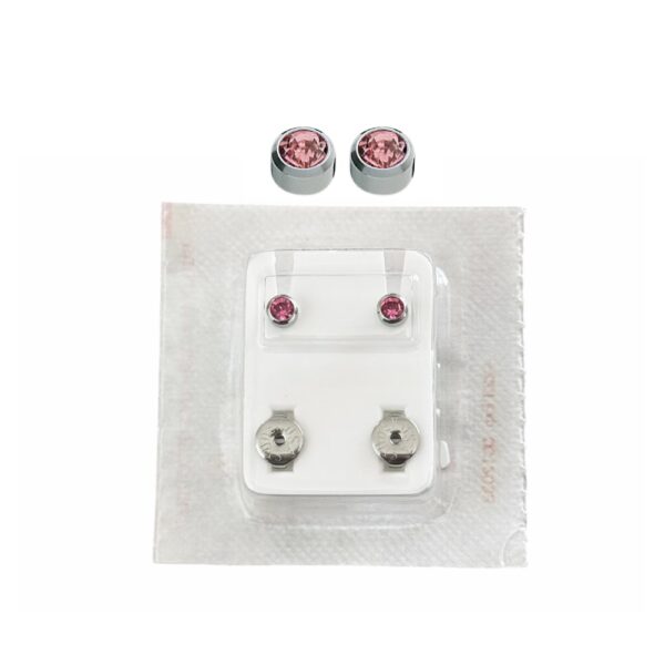 Studex Oval Children's Earrings with Pink Stones, 3.95 mm